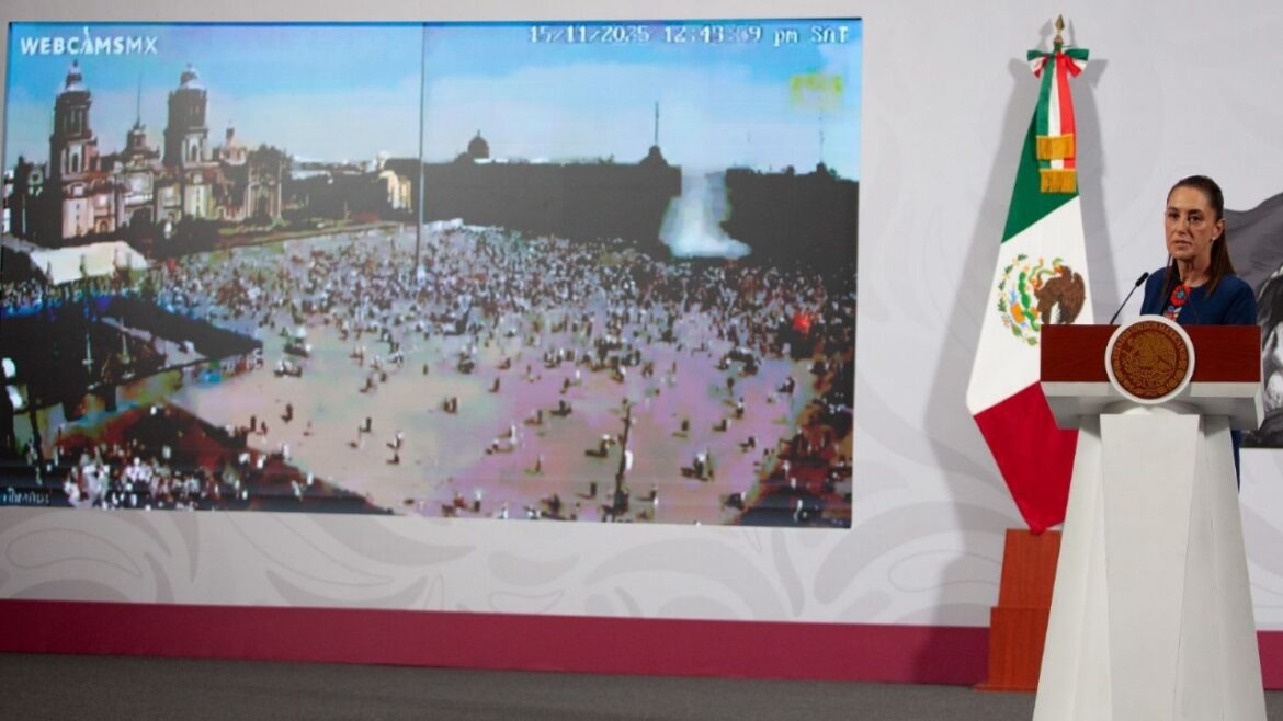 Sheinbaum critica baja participación juvenil y violencia en marcha