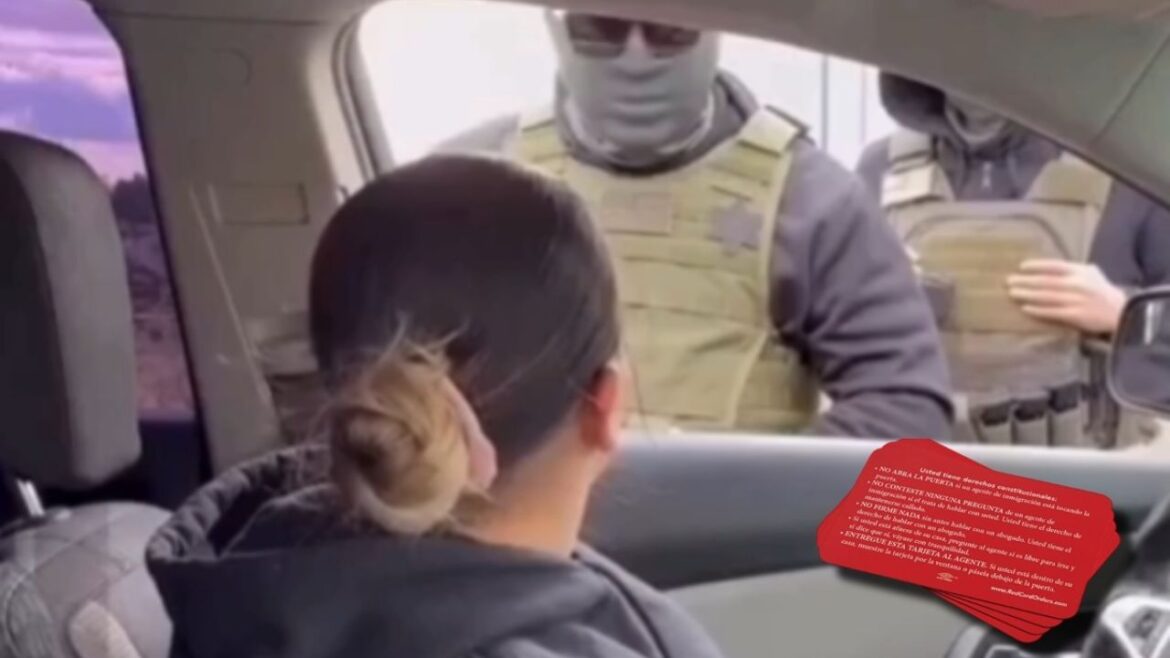 Mujer hispana evita detención del ICE usando tarjeta de derechos