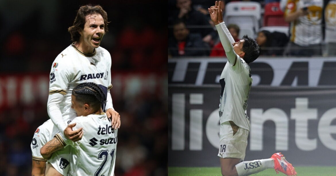 Pumas remonta y vence a Toluca con goles de Córdova y Arteaga